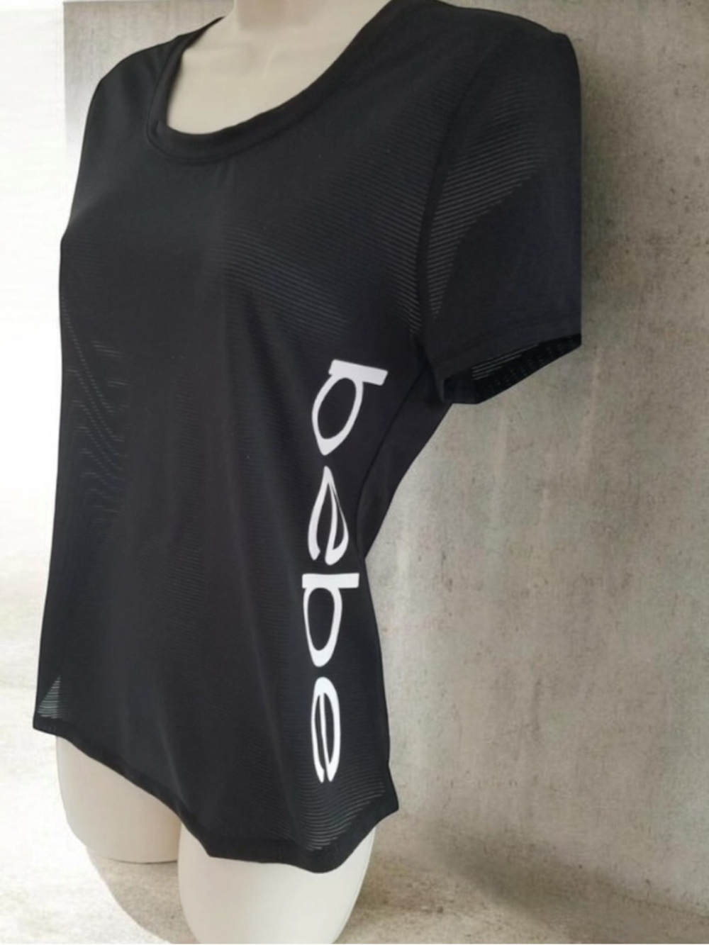 bebe Black Short Sleeve Side Logo Tee